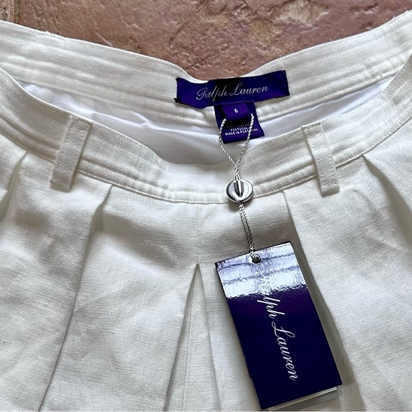 Ralph Lauren White Wide Leg Linen Pants - Picture 5 of 8